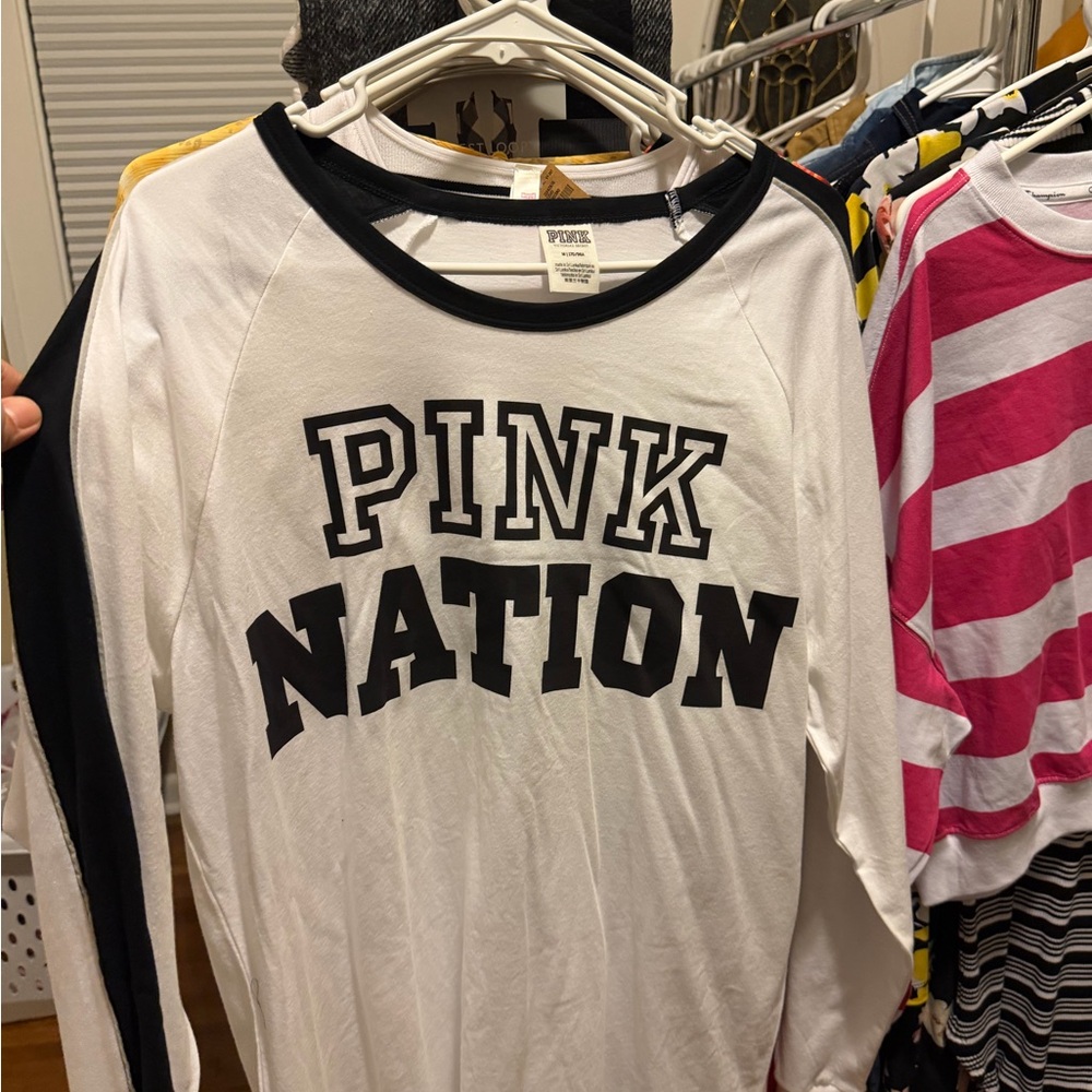 PINK Victoria's Secret White and Black Tee
